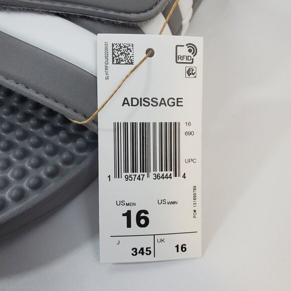 Adidas Adissage Slides Sandal Grey & White Men's 16 New Casual Pool Beach HQ4373 - Picture 3 of 8